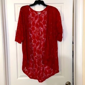 Red lace cardigan